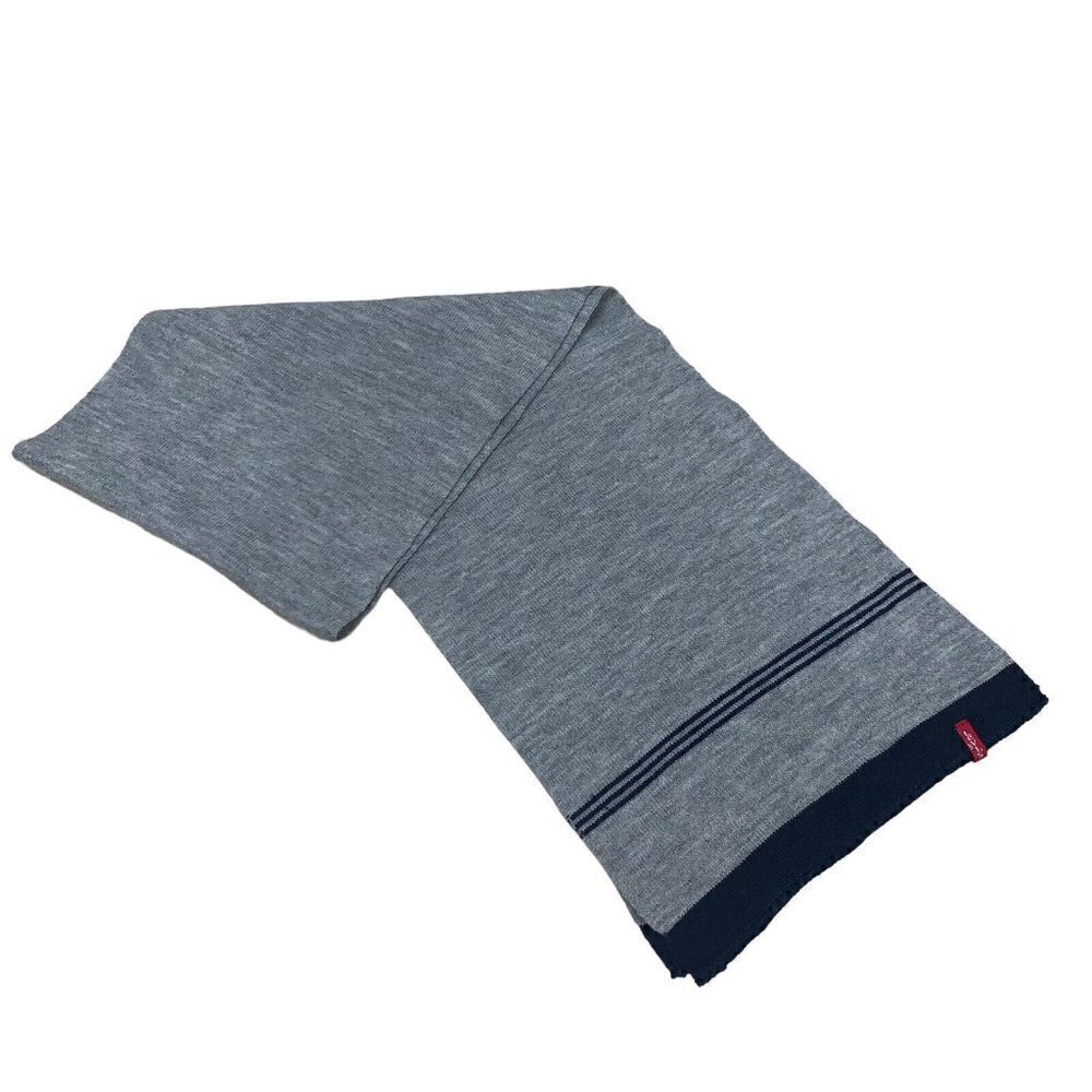 Levi's Unisex Knit Scarf 100% Acrylic Colorblock Gray Blue 58 in. by 11 in.